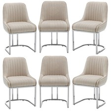 Set of 6 Beige Velvet Dining