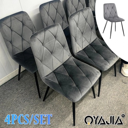 Set grey velvet dining - of,