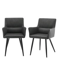 Set of 2 Grey Faux Leather