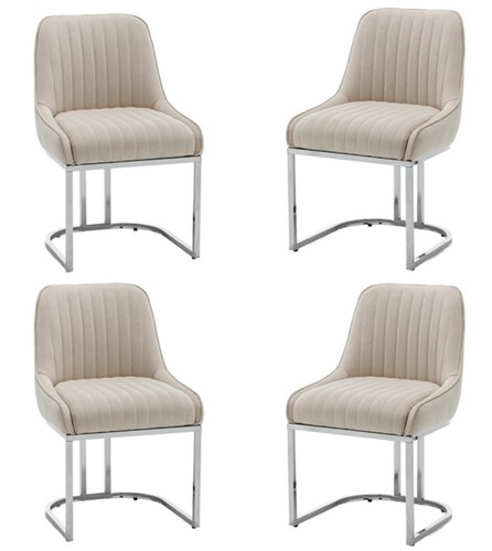Beige velvet dining chairs - 4,